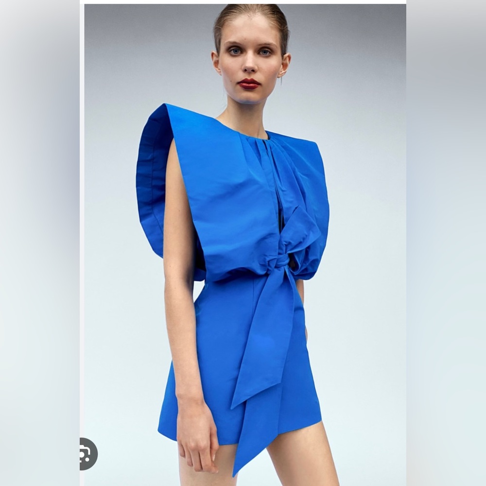 Zara blue bow dress size small. Brand new!